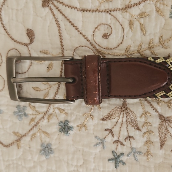 Vintage Genuine Leather Men's Belt With Cord Braids Size 34 - Picture 4 of 12